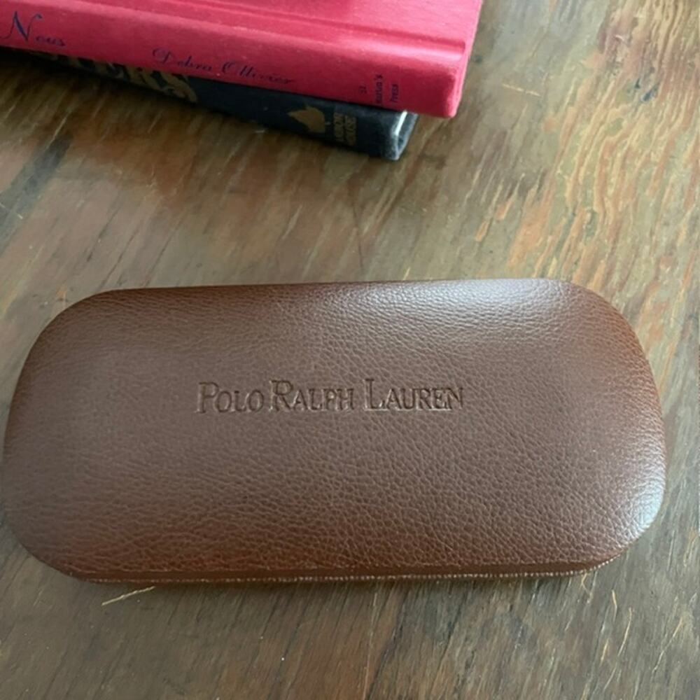 Polo Ralph Lauren Brown Pebbled Eyeglass Sunglasses Hard Case Faux Leather